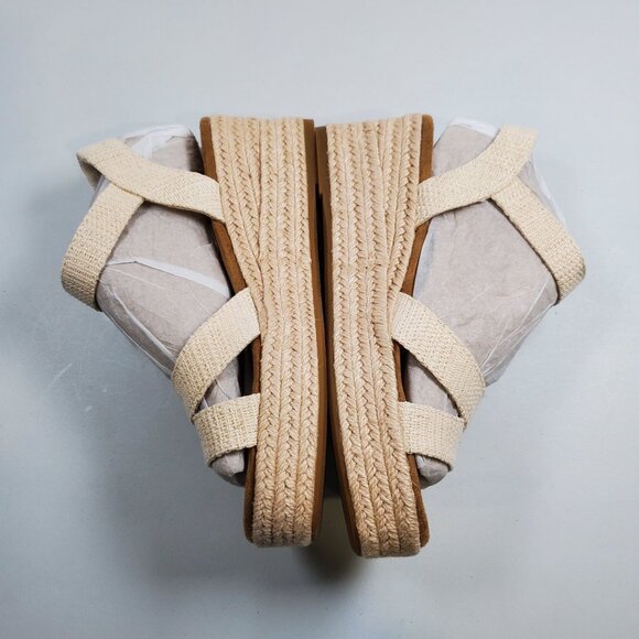 Toms Audrey Wedge Sandals Women Size US 6.5 NWT Strappy Metallic Natural - Picture 6 of 14